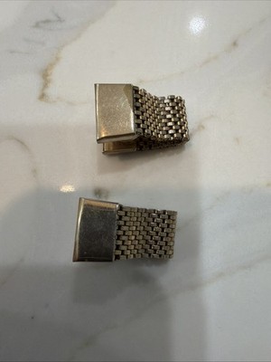Gold Tone Mesh Vintage 1930s Kum-A-Part Cufflinks