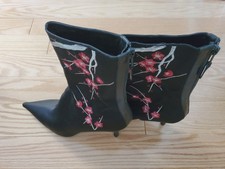 BAMBOO Women's Pointed Toe Block Heel Ankle Booties - Low Heel Boots