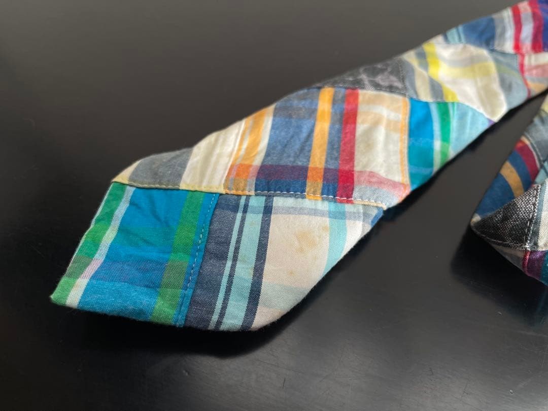 A BATHING APE Madras Check Patchwork Tie - image 2