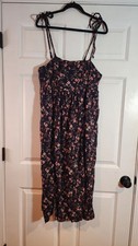 Old Navy Blue Floral Midi Dress With Adjustable Straps XL
