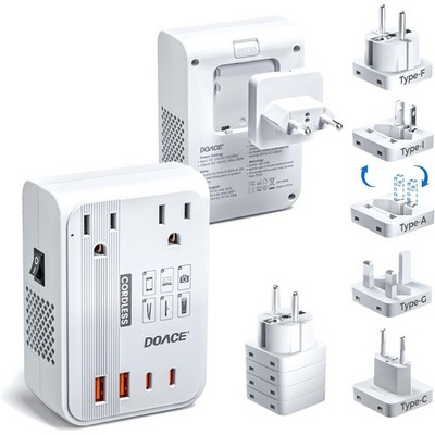 DOACE 220V to 110V Voltage Converter 350W Travel Adapter w/ 4 USB Ports