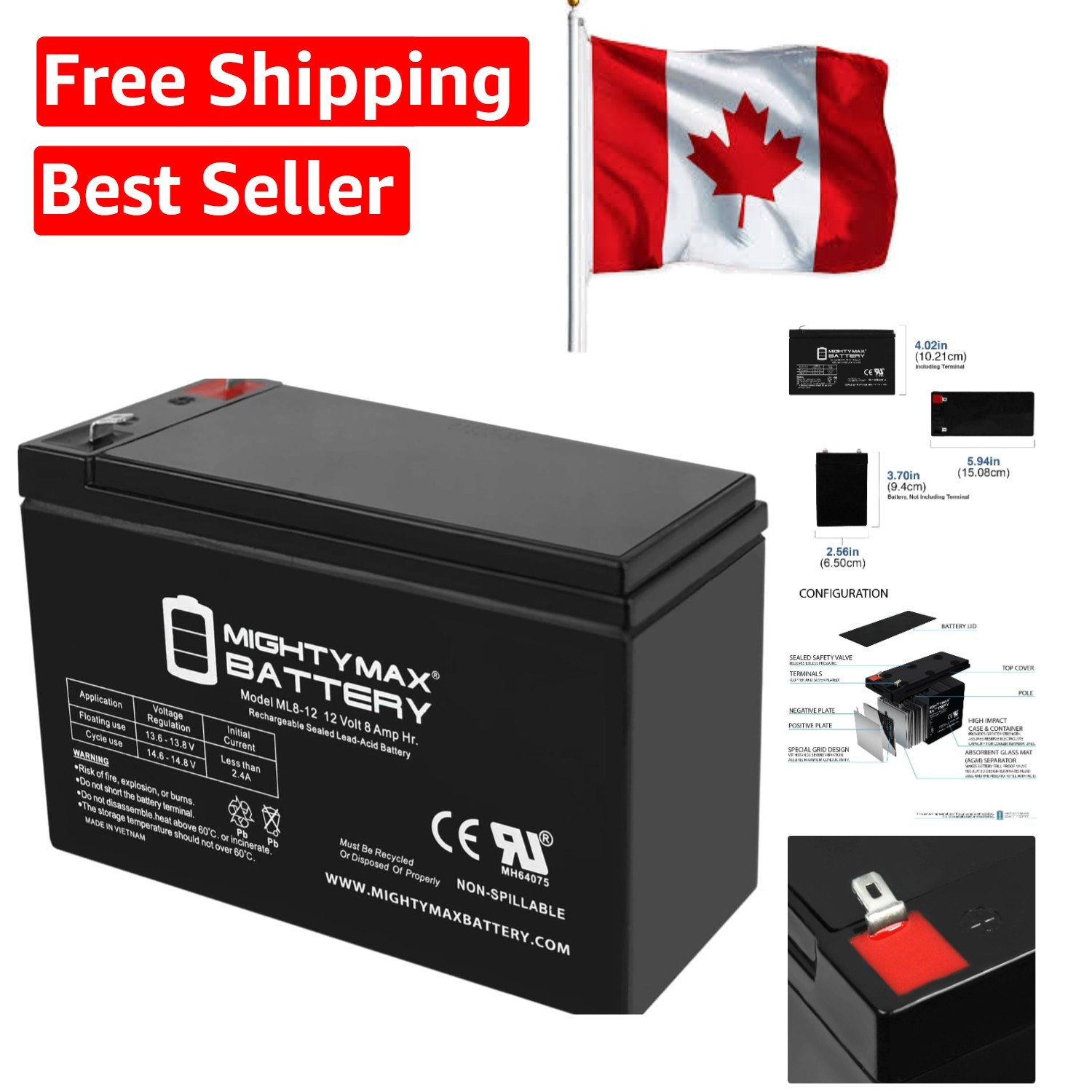 High-Performance 12V 8Ah Battery For Electric Vehicles And Emergency Devices