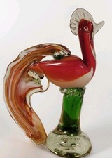 Murano Style Rooster Art Glass 11.5-inch-tall Weighted