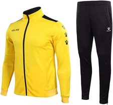 KELME Men's Athletic Tracksuit Long Sleeve Full Zip   Medium, Yellow/Black
