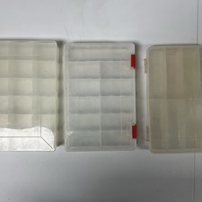 Tackle Box Lot 3 Clear Plastic Divided Storage Containers Snap Shut