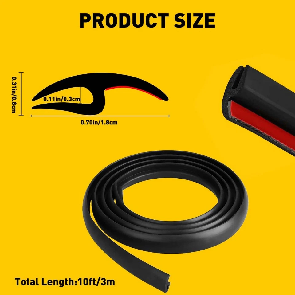 10Ft H-Shape Windshield Rubber Molding Seal Trim Universal For WindScreen Window - image 4 of 4