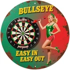 Pinup Girl Dartboard Round Tin Sign Vintage Metal Wall Decor 8x8 Inches
