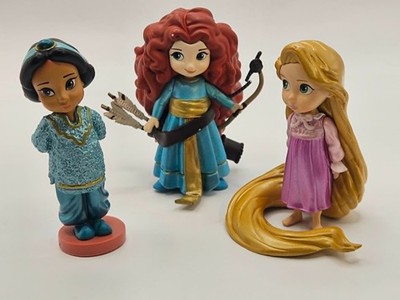 Disney Animators Collection 3 piece Rapunzel Merida Jasmine some wear 3 in. tall