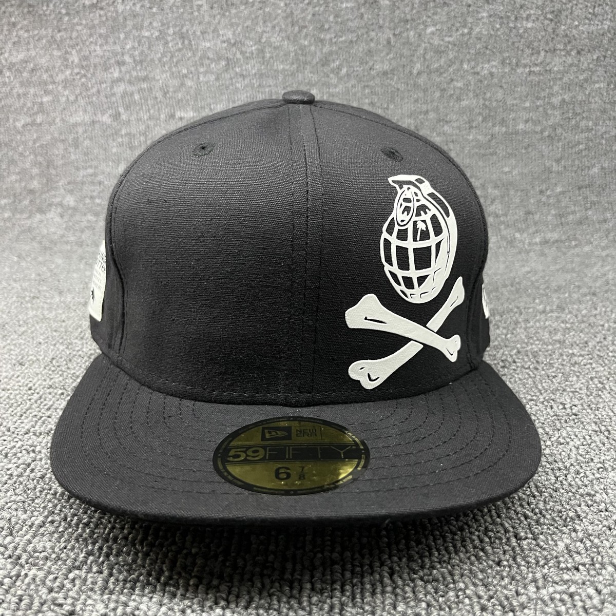 New Era 59FIFTY Trainer Spotter Grenade Crossbones Fitted Hat Black 6 7/8