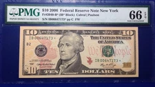 2006 $10 Federal Reserve Note Fr-2040-B* New York PMG66 EPQ Gem