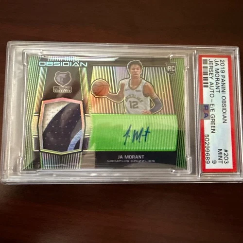 2019-20 Panini Obsidian Ja Morant Electric Etch Green Patch Auto RC/25 PSA 9