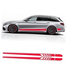 2 PCS Car Side Skirt Decals, 88.58" x 4.52" Auto Body Large Stickers, Red
