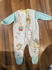 Vintage Carter's Baby Sleeper Terry Cloth Zoo Animals Snap Medium 12-18 Pounds