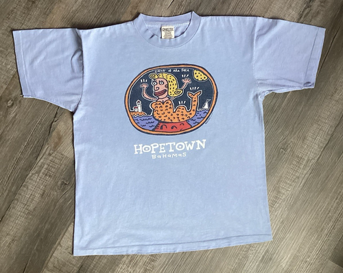 Vintage 90s Big Hed Design T-Shirt Size L Single Stitch Graphic Chick of Sea Bahamas - Bild 3 von 17