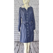 Thomas PINK Jermyn Street London Striped Cotton Long Sleeve Shirt Dress Size 12