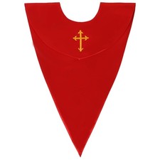 Unisex Classic V Shape Choir Solid Satin Stole with Embroidery Cross Church