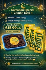Ramadan Special Combo Khudri Dates 450g & Frooti Mango Juice 6 Pack Free Ship UK 6.37 per kilo