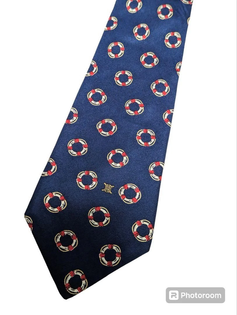 Cravatta seta Celine blu navy a pois accessorio abito formale classico