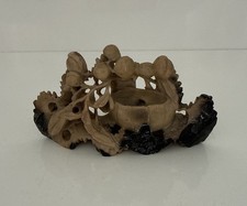 Chine&rsquo;s saponary ston Vase Inkwell with Floral Sculptures, late 19 th Century