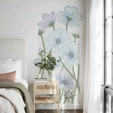 Blue Arch Wall Decals Peel and Stick Vintage Floral Wall Sticker 63" H x 34.6...
