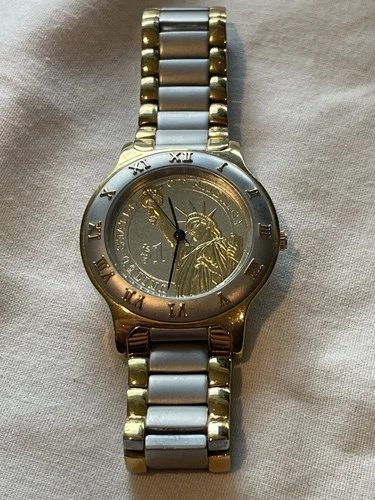 Danbury Mint Coin Watch One Dollar Statue of Liberty 36mm New Battery