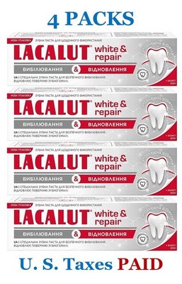 4 Packs Lacalut White & Repair Daily Toothpaste for Tooth Remineralization 75ml