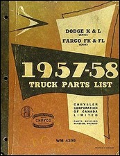 1957 1958 Canadian Dodge Truck And Fargo Parts List Book Original Catalogue Oem
