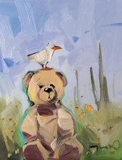 Adorable Teddy Bear Art PRINT 16x20 Painting by Modern Artist Jose Trujillo