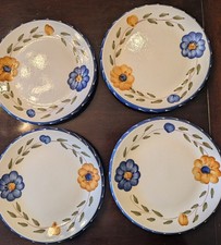 FURIO Home "La Spezia" Stoneware Salad Dessert Floral  Plates Italy 8" Set of 4