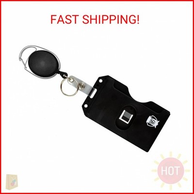 Hard Plastic Vertical - 2 Side Load Multiple Card Badge Holder with Retractable