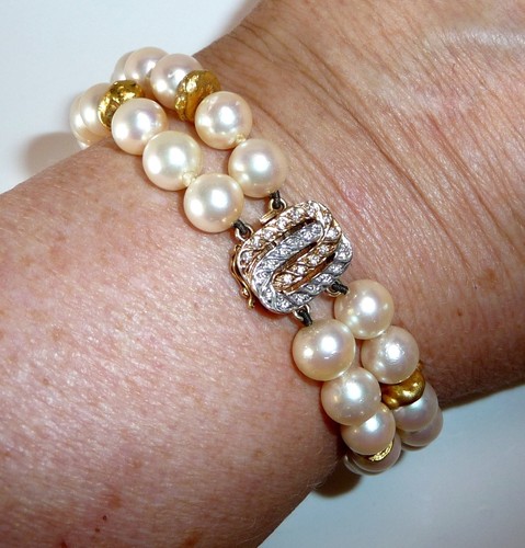 Armband Schoeffel 750 Gelbgold 0.24ct ct. Diamanten Akoya Perle 20,5 cm 41,1gr - Picture 3 of 10