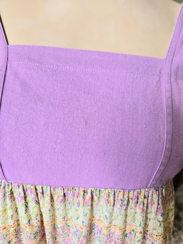 VINTAGE 1970s 70's LAVENDER FADED GLORY COTTON CALICO HIPPY STYLE SUN DRESS XS/S - Picture 3 of 7