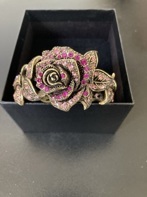 Heidi Daus ''Rose Elegance'' Crystal  Hinged Cuff bracelet