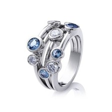 Bubble Rain Dance Drop Stacking Ring With Blue Clear Stones Sale Uk Sizes