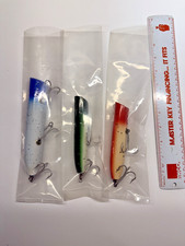 Gibbs? Lot of 3 Custom Plugs Wood Surf Fishing Lure Striped Bass Saltwater 