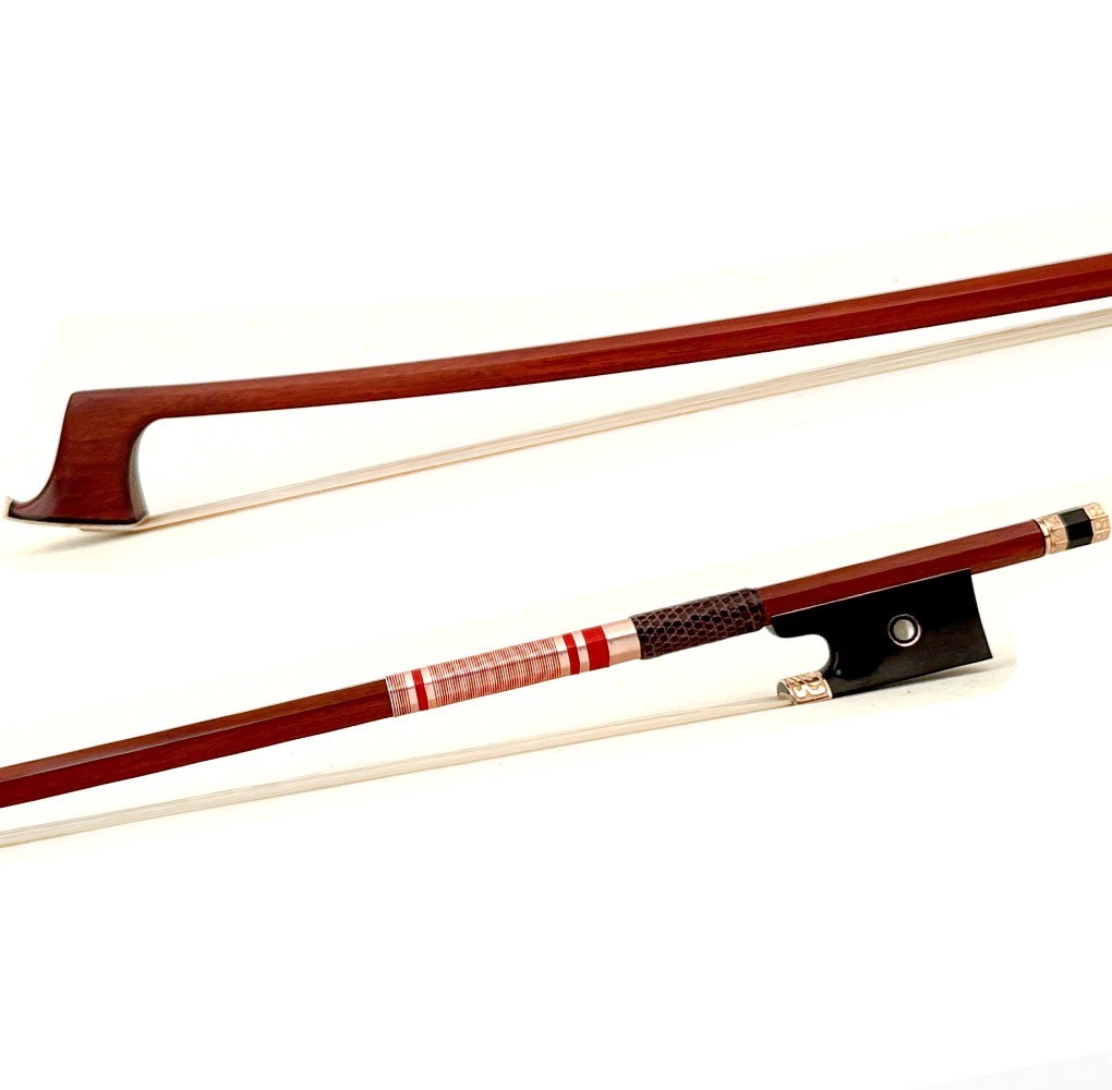 D. Peccatte Copy Master Octagonal Pernambuco Violin Bow 44 Ebony 14K Carved Gold