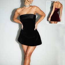Slim Tube Top Dress with Zipper - A-Line Mini Party Dress for Women