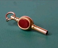 Antique Gold Pendant Pocket Watch Key Fob Victorian Carnelian Blood Stone Gift