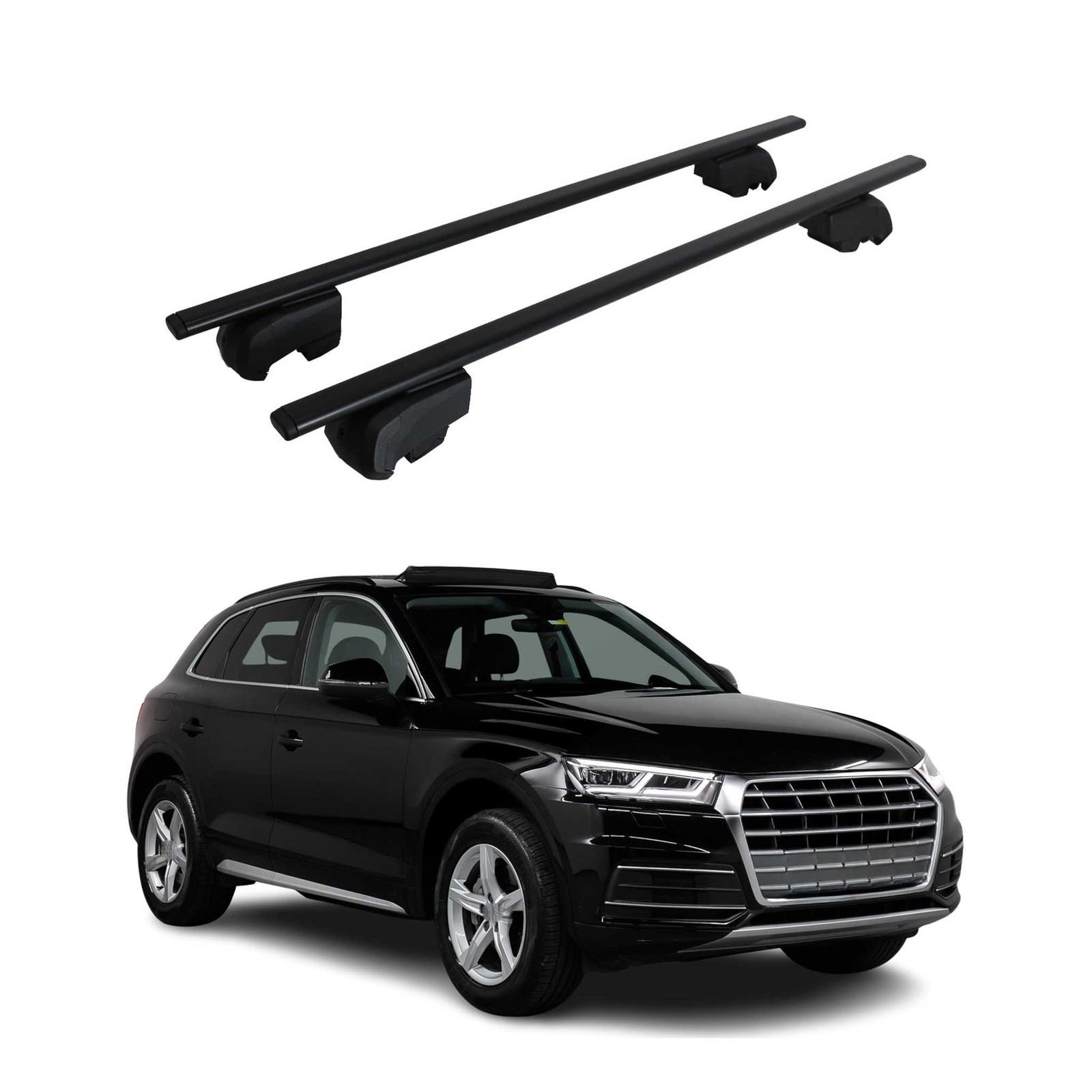 Barres de toit pour Audi Q5 2017-2025 en fer noir de 130cm