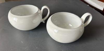 Crate & Barrel Lira Light Gray Porcelain 12oz Coffee Mugs Set of 2