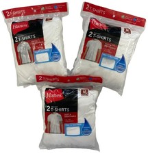 Hanes Tagless LOT-OF-3 Packs of '2 Pack' White Crew Neck T Shirts Men's Sz M NWT
