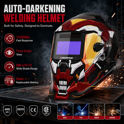 ARCCAPTAIN Welding Helmet Welding Hood Mask Solar Auto Darkening True Color