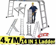 4.7M Multi-Purpose Aluminium Folding Ladder Extendable Garden Work Step Ladders