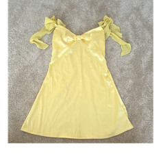 SHEIN Yellow Satin Dress XS Tie Strap Lightweight