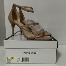 Nine West Beige  Ankle Strap Leather Open Toe Size 8 in original box.