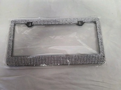 Prism Effect Silver Bling Crystal RhineStone License Plate Frame Car Truck