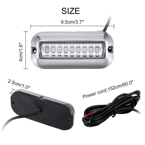 27-LED IP68 Underwater Boat Marine Transom Light 316 Stainless Steel - Picture 11 of 16