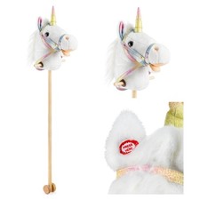 Toyrific 39 inch Unicorn Hobby Horse, Unicorn Plush Toy with Sounds