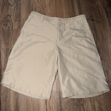 Champion Boys Chino Shorts Beige L 12-14 Polyester Twill Flat Zip Pockets