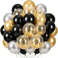 Luftballons Schwarz Gold 12 Zoll 5 Zoll Latex Metallic Konfetti FüR Hochzeit